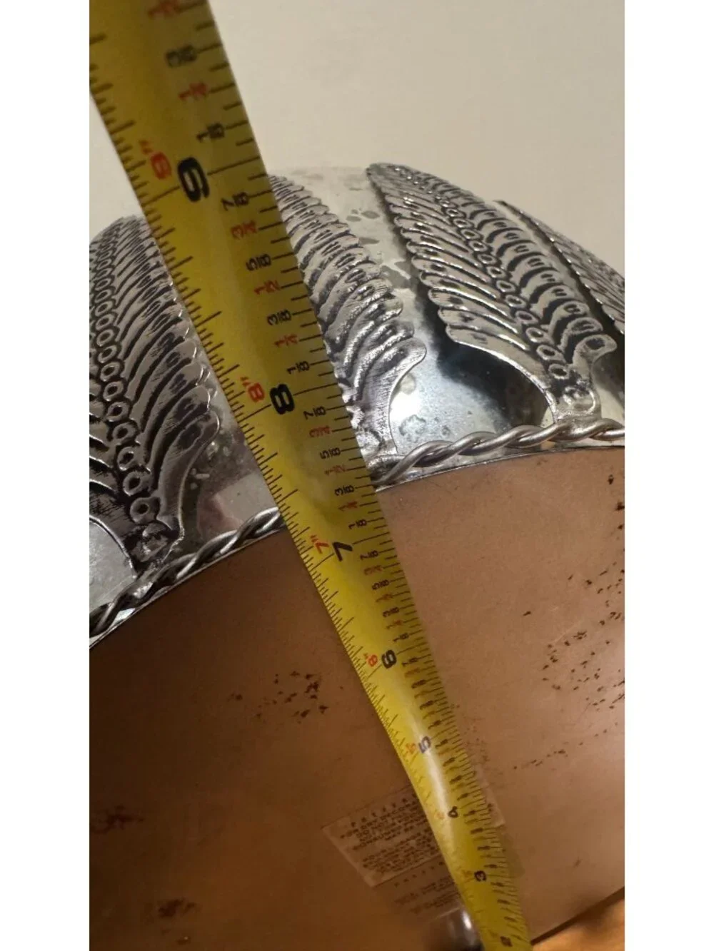 Pottery Barn Madeline Mercury Glass Vase, Metal Filigree Feather Overlay, Large